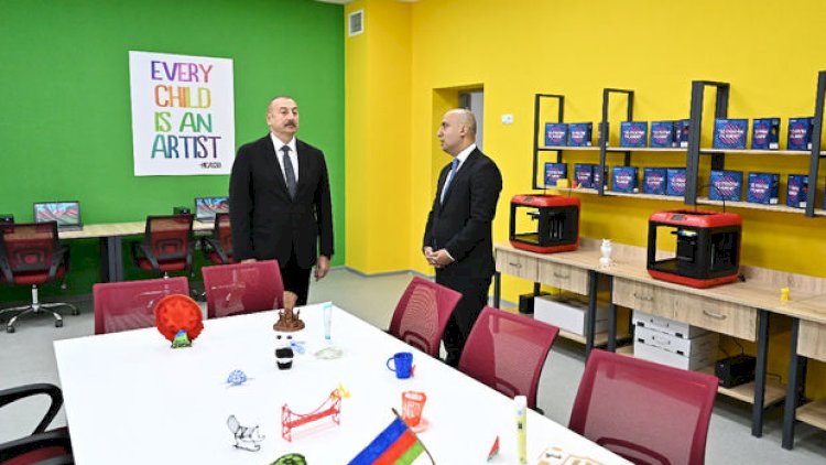    İlham Əliyev Saray qəsəbəsində yeni inşa edilən məktəblə tanış oldu - Fotolar   