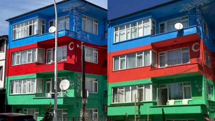    Türkiyə sakini evini Azərbaycan bayrağının rənglərinə boyadı   - Fotolar