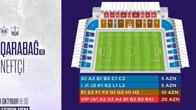    “Qarabağ” - “Neftçi” oyunu üçün biletlərin qiyməti açıqlandı   