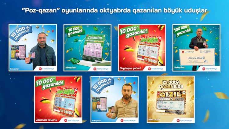    “Azərlotereya”nın “Poz-Qazan” oyunlarında oktyabrda böyük uduşlar qazanılıb   