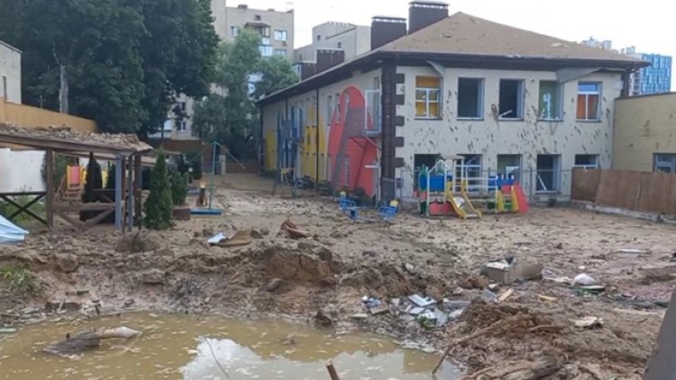    Kiyevdə uşaq bağçasına vertolyot düşdü   