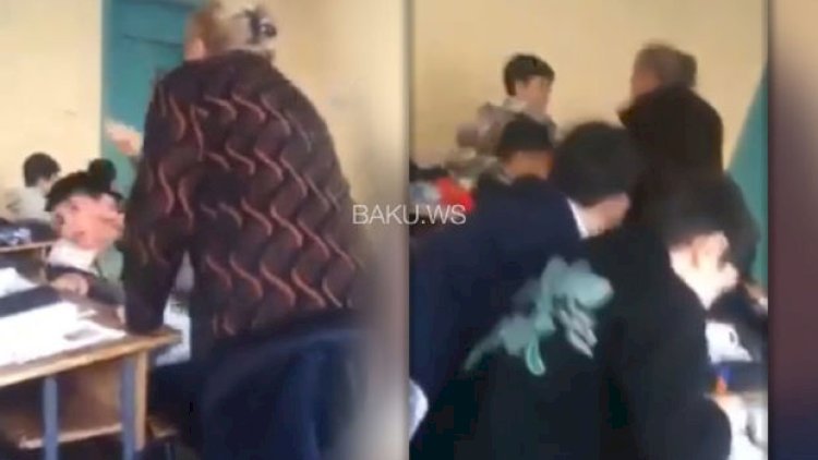    Şagirdlərə nəzarəti itirərən müəllimin çalışdığı məktəb məlum oldu - Video   