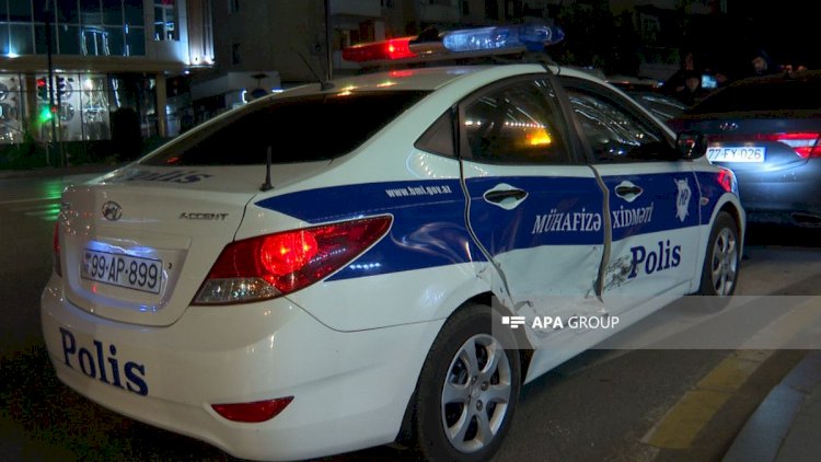    Bakıda polis maşını qəzaya düşdü    