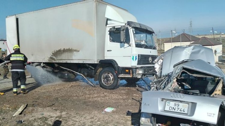    Azərbaycanda dəhşətli yol qəzası:   3 ölü, 1 yaralı - Fotolar