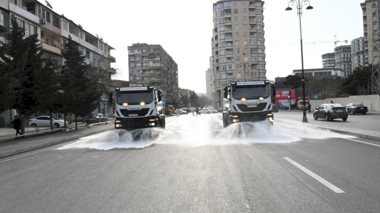    Bakının 370 küçəsi yuyuldu - Fotolar   