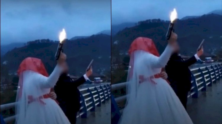    Toyda qorxulu anlar: Bəylə gəlin silaha sarıldı    