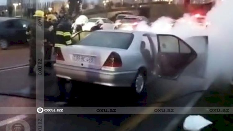    Bakının mərkəzində “Mercedes” yandı   