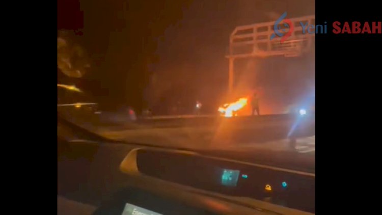    Bakıda avtomobil yolda yandı - Video   