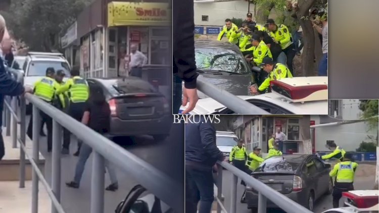    Bakıda sürücü “Prius”u polislərin üstünə sürdü, maşınları əzdi - VİDEO   