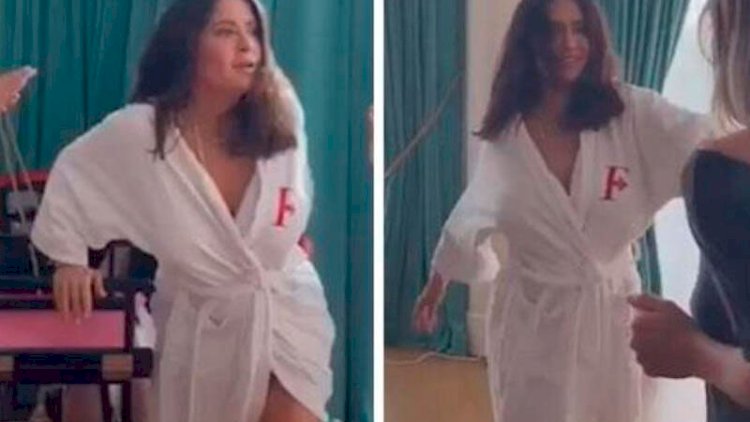    Hamam xalatında rəqs edən Salma Hayekin sinəsi açıldı - VİDEO   