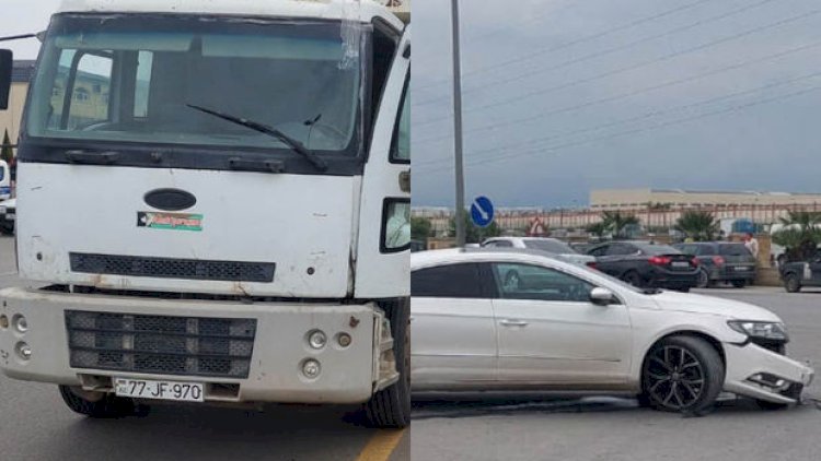    Gəncədə minik avtomobili yük maşını ilə toqquşdu - Fotolar   