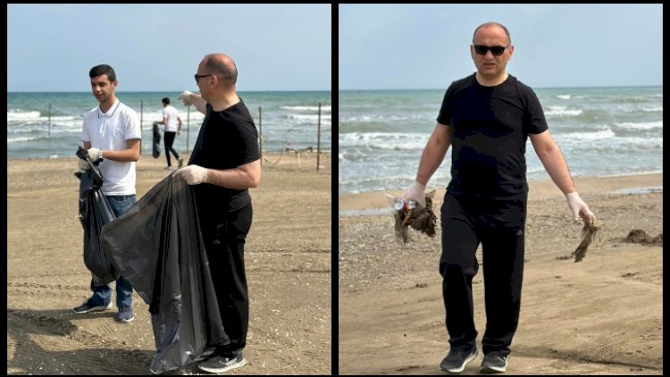    Deputat gənclərlə birlikdə zibil yığdı   - Fotolar