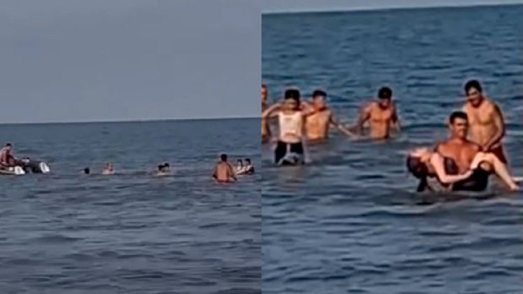   Xəzərdə batma təhlükəsi ilə üzləşən şəxs xilas edildi - Video   