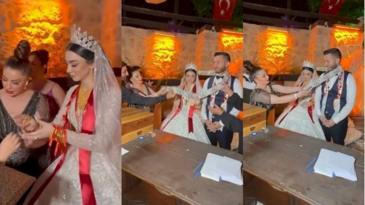    Nüşabə qızını qızıla tutdu: Türkiyə bu toydan danışır   - Video