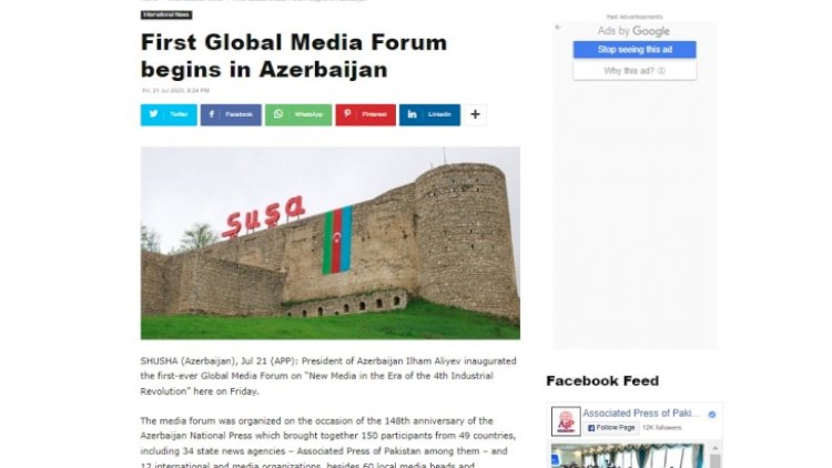   Prezidentin Şuşa Qlobal Media Forumundakı çıxışı dünya mediasının diqqət mərkəzindədir   