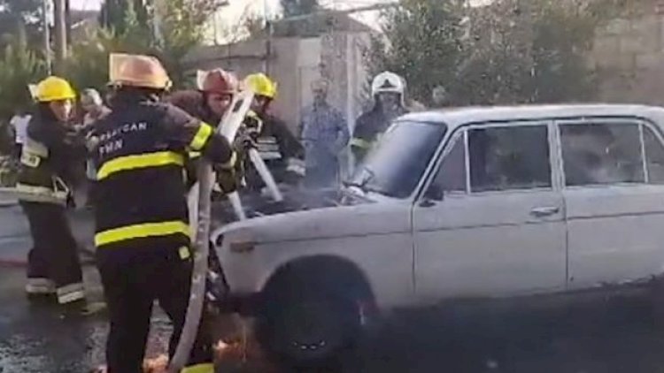    Yevlaxda avtomobil yandı - Video   