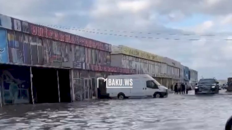    “Binə” ticarət mərkəzi su altında qaldı - VİDEO   