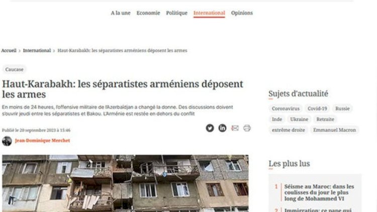    “L'Opinion”: “Azərbaycan 24 saatdan az müddətdə regiondakı vəziyyəti dəyişdi”   