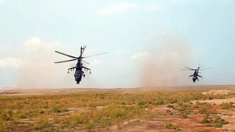    HHQ-nin helikopter bölmələrinin təlimi keçirildi - VİDEO   