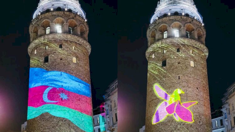    İstanbuldakı Qalata qülləsi Azərbaycan bayrağı rənglərində işıqlandırıldı   