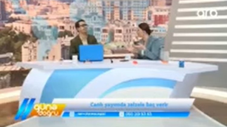    Bakıdakı zəlzələ anı televiziyanın canlı efirində - VİDEO   