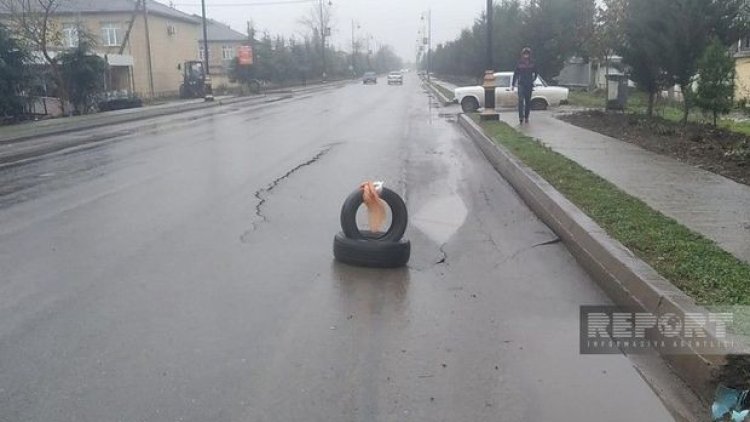    Cəlilabadda yolun bir hissəsi çökdü - Fotolar   