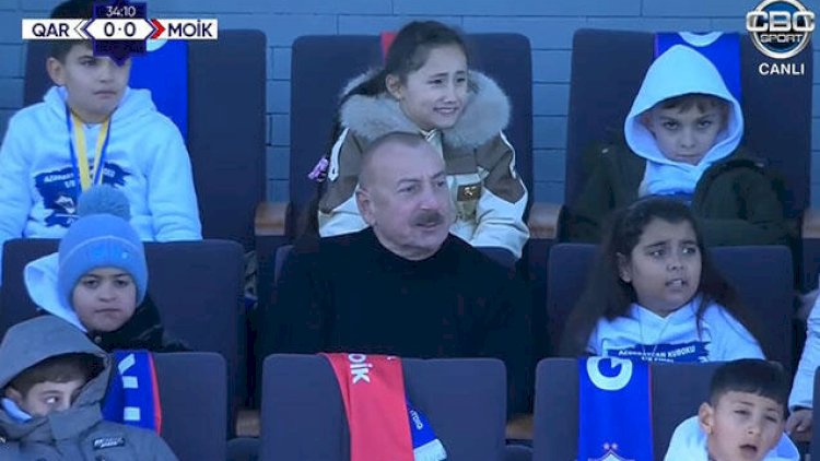    Prezident oyunu şəhid övladları ilə birgə izləyir - VİDEO   