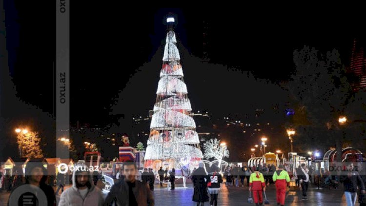    Bakıda Yeni il şənlikləri ilə bağlı hazırlıq işlərindən görüntülər - Fotolar   