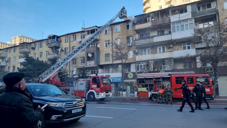    Bakıda yaşayış binasında yanğın başladı – Video   