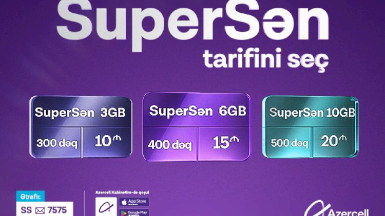    Yeni “SuperSən” tarifində daha çox internet, ölkədaxili zəng və daha çox seçim imkanı!   