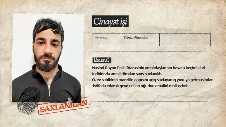    Ev sahibinin 18500 manatını oğurlayan şəxs saxlanıldı   