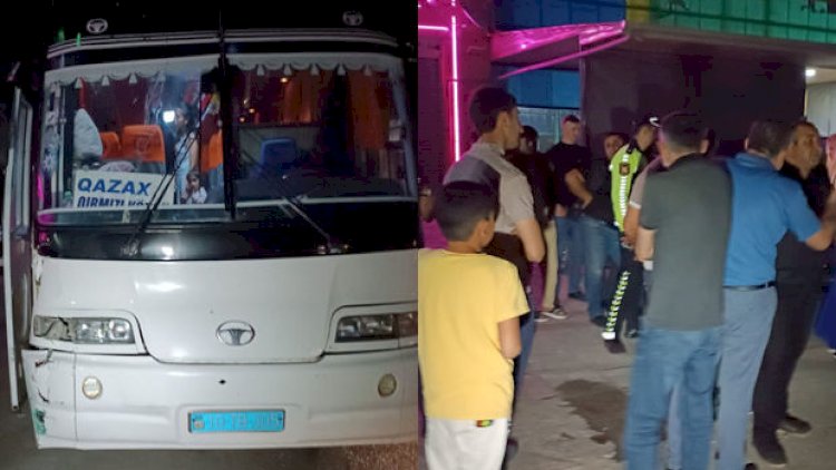    Tovuzda sərnişin avtobusu piyadanı vurdu - Fotolar   