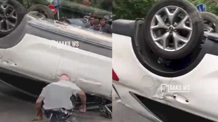    Bakıda avtomobil aşdı - Video   