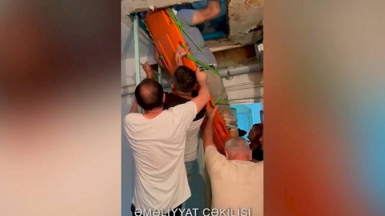    Bakıda binanın damında köməksiz qalan vətəndaş xilas edildi - Video   