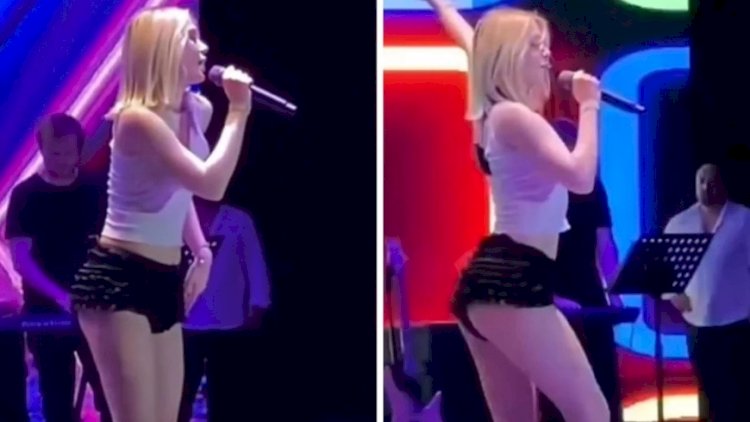    Mini şortla səhnəyə çıxdı: tənqid olundu - FOTO    