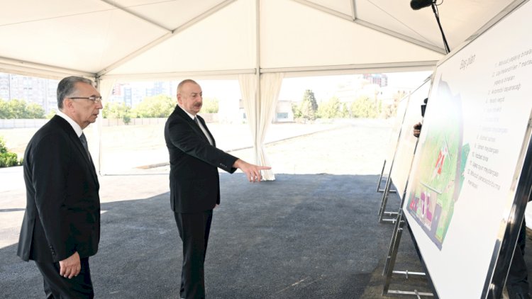    President inspected construction progress of new park near “Ganjlik” metro station in Baku    