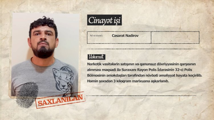    Suraxanıda saxlanılan şəxsdən 3 kq narkotik aşkarlandı   