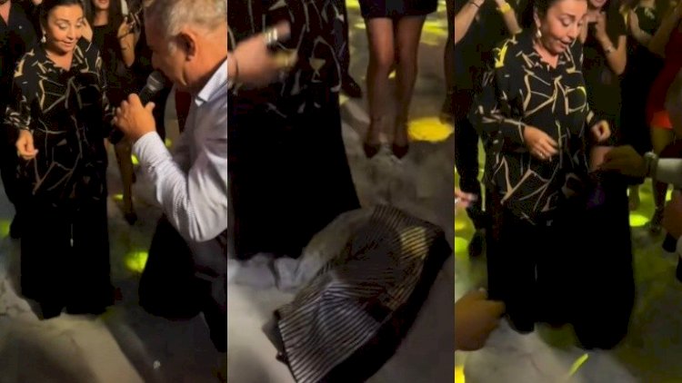    Ədalət Şükürov pencəyini Həmidə Ömərovanın ayaqlarının altına sərdi   - Video