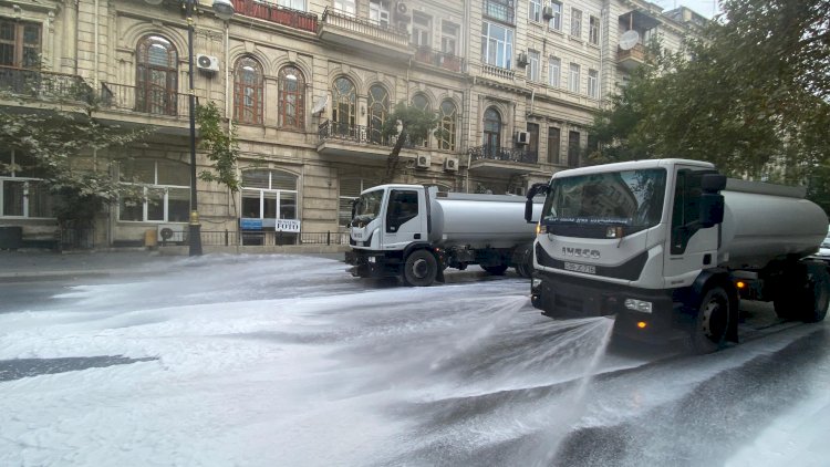    Bu gün Bakının 496 küçəsi yuyuldu - Fotolar   