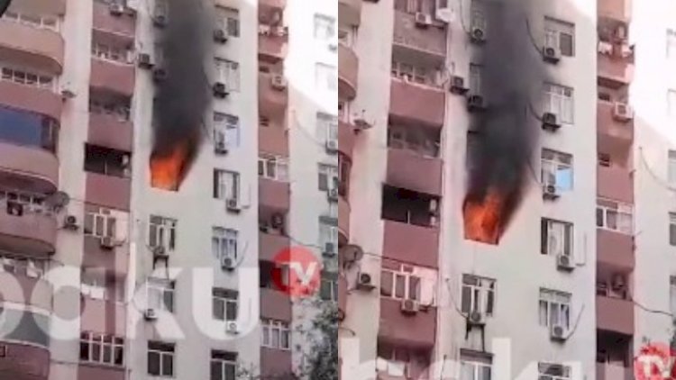    Bakıda binada GÜCLÜ YANĞIN - VİDEO   
