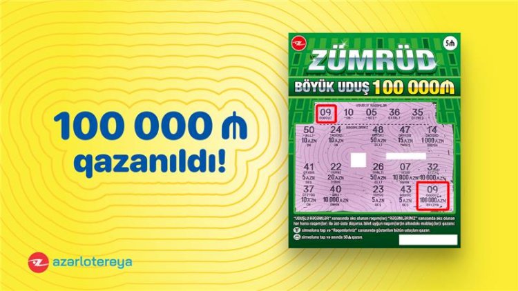    “Zümrüd” ani lotereyasında böyük uduş –   100 000 qazanıldı!
