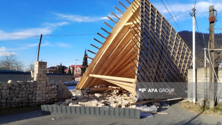    Qəbələdə güclü külək talvarı avtomobillərin üzərinə aşırdı   