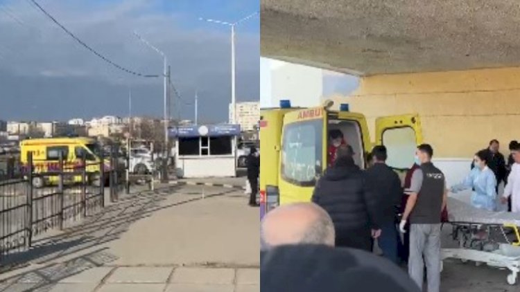    Təyyarədən çıxarılan yaralılar xəstəxanaya aparılır - Video   