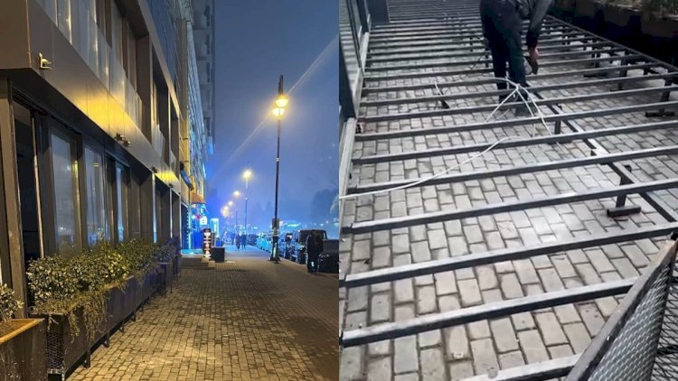   Bakıda səkidə quraşdırılan metal konstruksiyalar yığışdırıldı   