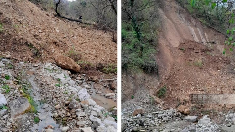    Qaxda dağlıq ərazidə torpaq sürüşməsi oldu   