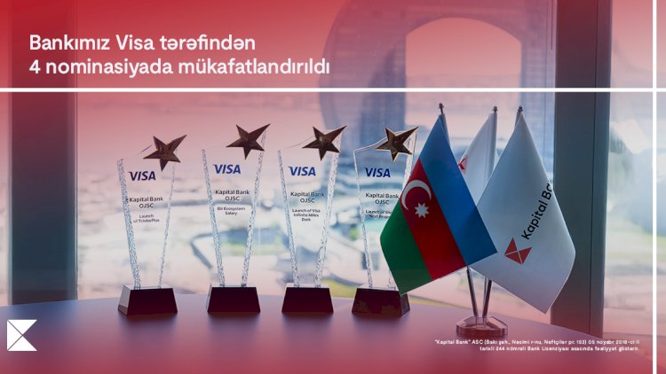    Kapital Bank Visa şirkətinin 4 mükafatına layiq görüldü   
