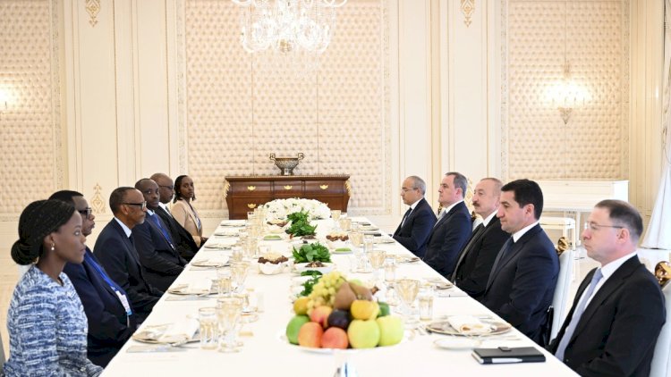    İlham Əliyevin Ruanda prezidenti ilə nahar əsnasında geniş tərkibdə görüşü oldu   