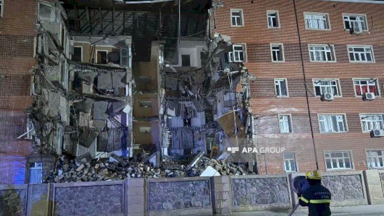    Goranboyda 5 mərtəbəli yaşayış binasının bir bloku tamamilə çökdü   