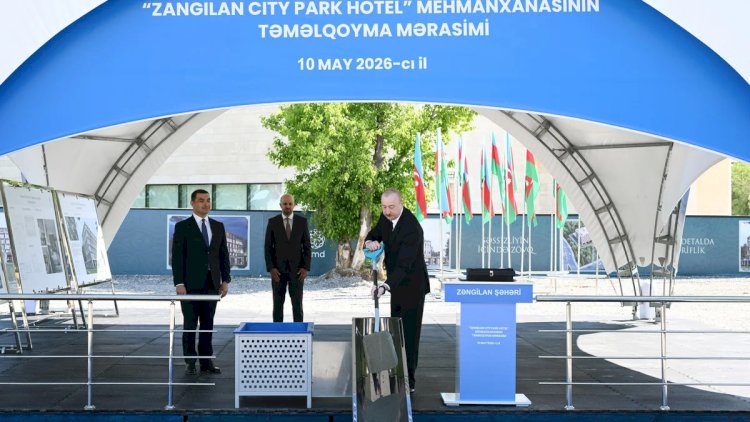    İlham Əliyev Zəngilan şəhərində “Zangilan City Park Hotel”in təməlini qoydu   