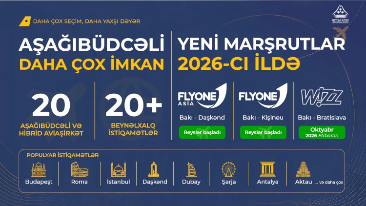    Bakıdan beynəlxalq səyahət imkanları genişlənir   